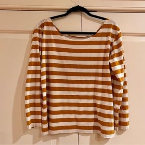 ZARA - DARK YELLOW AND WHITE STRIPED LONG SLEEVE TOP